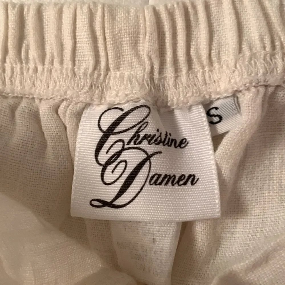 Christine Damien Linen White Cropped Pants Size S